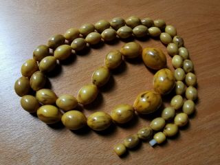 Vintage Butterscotch Amber Bakelite Marbled Graduated Beads Necklace 90g & 86cm