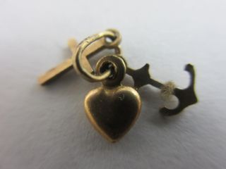 Faith Hope & Charity Heart Anchor 9k Gold Pendant Charm Vintage C1970.  Tbj05990