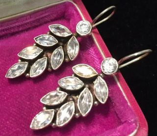 Vintage Jewellery Sparkling Sterling Silver Dangling Pendant Earrings