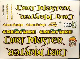 Nos Dirt Master Creature Decal Set Complete Bmx Bike Vintage Stickers