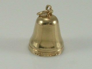 Vintage 3d 9ct Gold Bell Charm.  H/mk 1958 Movable Clapper