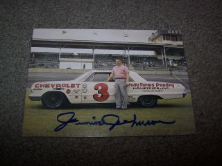 Junior Johnson Vintage Nascar Hand Signed In Person Photo W/ 3 Car Autographed