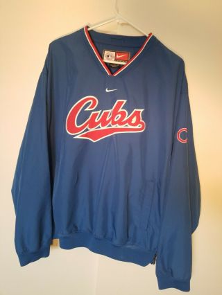 Men’s Vintage Nike Chicago Cubs Royal Blue Mlb Baseball Windbreaker Pullover L