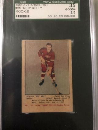 1951 Parkhurst Hockey 55 Red Kelly Rookie Card Rc Sgc 35 Hof