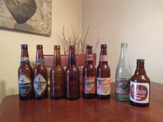 8 Vintage Amber Beer Bottles All Made In Toledo Ohioq