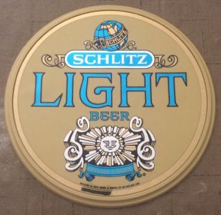Vintage Schlitz Light Beer 1976 Plastic Button Wall Hanging Sign - Advertising