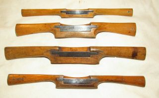4 Wooden Spokeshaves Old Woodworking Antique Tool Spoke Shave