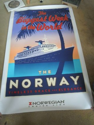 Ss Norway (formerly Ss France) Spectacular Vintage Poster Very Large Very Rare