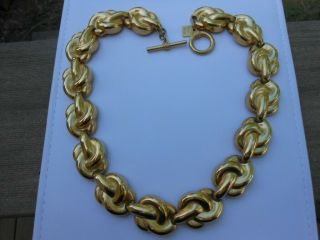 Vintage Couture Anne Klein Chunky Knot Link Toggle Necklace,  Statement