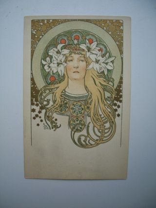 Antique Postcard By Alphonse Mucha «sarah Bernhardt » Ref.  Bowers & Martin P.  83
