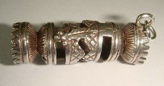 Large Vintage Silver Opening Christmas Cracker With Holly Leaf Catch Charm