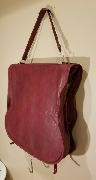 Samsonite Garment Bag Vintage Hanging Bag Red Leather Suit Case