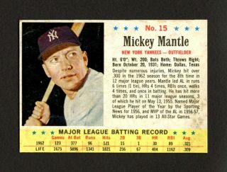 1963 Post Cereal Hand Cut 15 Mickey Mantle - York Yankees Hall Of Fame Hof