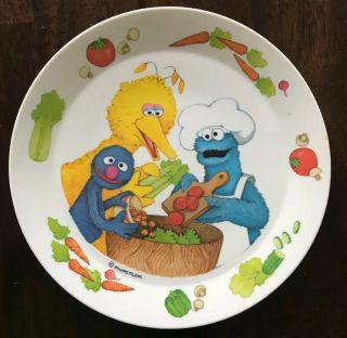 Vintage Muppets Sesame Street Plate Vegetables Kids Melamine Dish 8”
