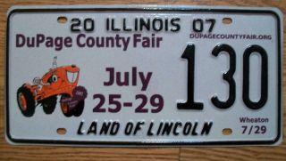 Single Illinois Special Event License Plate - 2007 - Dupage County Fair