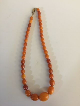 Vintage 60s Baltic Amber Necklace Choker Graduated Butterscotch Beads.