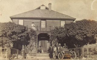 Vintage Photo Of Old Big House Men In 1915 Car License Plate 9363b Fresno Ca