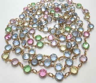 Vintage Bezel - set sweet Pastel colors Crystal glass SET of 2 Necklaces 30 