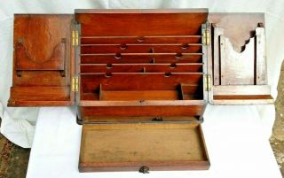 PROBABLY EDWARDIAN,  OAK TABLE TOP STATIONARY BOX WITH DRAWER 40 X 22,  29 CM HIGH 2