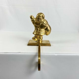 Vintage Solid Brass Christmas Santa Stocking Holder Made In India