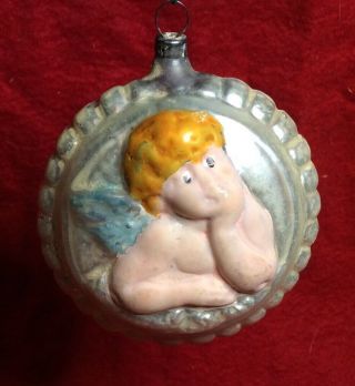 Antique German Blown Glass Angel And Star Ornament