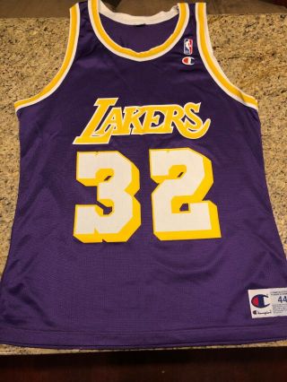 Magic Johnson Los Angeles Lakers Purple Champion Jersey Size 44 Vintage Nba
