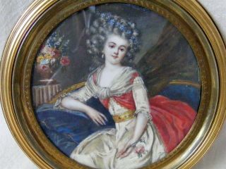Fine Antique Portrait Miniature Of A Lady 19th Century