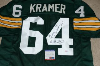 Jerry Kramer " Sb 1,  2 " Green Bay Packers Signed Jersey,  Psa Y82578