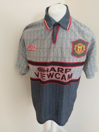 Retro Vintage Manchester United Shirt Away 1996 Large Grey 46 Chest umbro 2
