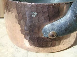 French Antique Copper Saucepan Signed Galliard Professional Tin Lined 1799,  Gms