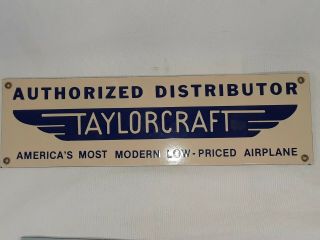 Vintage Taylorcraft Dealer Porcelain Sign 15x5 Aircraft Airport Plane