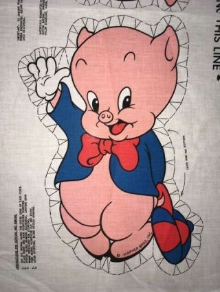 Vintage Fabric Panel,  Porky Pig,  Looney Tunes,  Pillow,  Toy,  Cut N Sew,  Cute