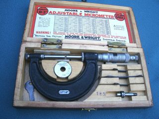 Vintage Moore & Wright Outside Micrometer No.  940x 0 - 2 " Inch Adjustable Vgc