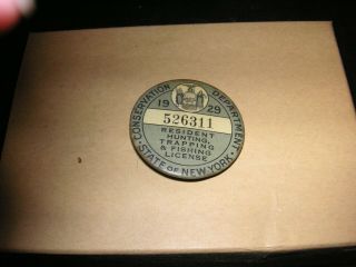 Vintage 1929 York State Resident Hunting,  Trapping,  And Fishing License