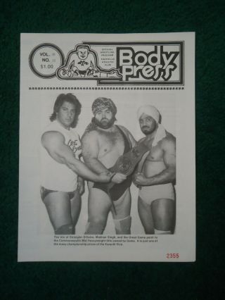 Stampede Wrestling Body Press Wrestling Program Regina,  Sask.  Mar 4,  1986