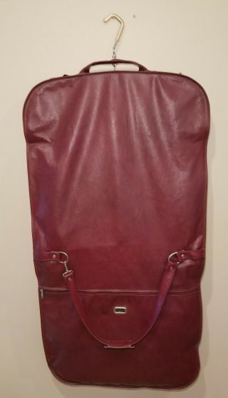Vintage Samsonite Garment Bag Hanging Bag Suit Case Red Leather - Barely