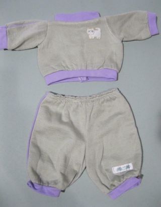 Vtg Cabbage Patch Kids Doll Clothes 1980s Coleco Ww Taiwan Gray Cat Jogging Suit