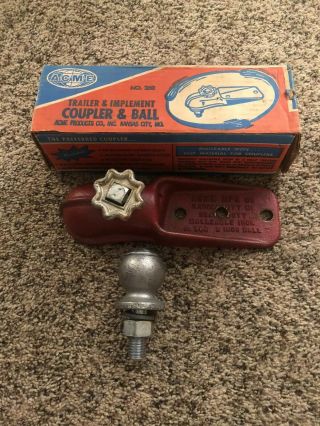 Acme Vintage Hitch Trailer Implement Coupler And Ball No 260 Box