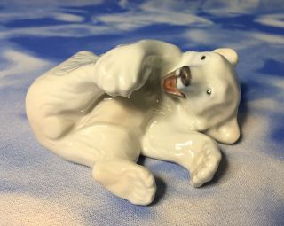 Vintage Royal Copenhagen Glazed Porcelain Polar Bear Cub Figurine 729 Euc