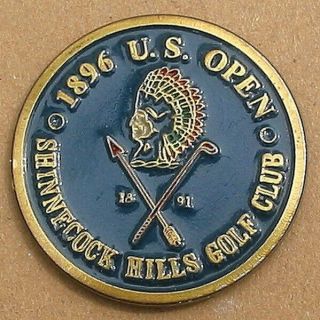 1896 Us Open Golf Ball Marker 1 " Coin Hand Painted Embossed Old Golf Ballmarker