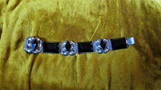Vintage Alpaca Silver Tone Geometric Bracelet Mexico Domestic