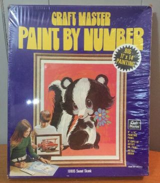 Vintage Craft Master Paint By Number Set 1974 10805 Sweet Skunk