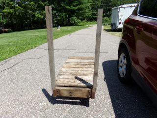 Old Time Railroad Depot Push Wooden Cart With Swivel Wheels