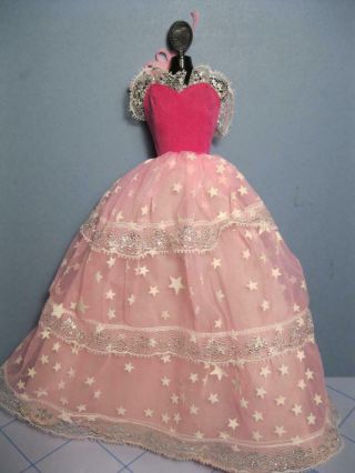Vtg 1985 Dream Glow In Dark Clothes Barbie Doll 2248 Superstar Pink Dress Gown