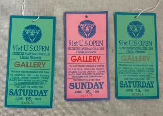 3 - 1991 Us Open Golf Tickets - Gallery Passes - Hazeltine - Payne Stewart