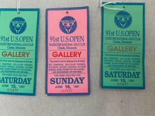 3 - 1991 US Open Golf Tickets - Gallery Passes - Hazeltine - Payne Stewart 3