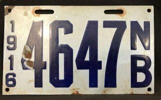 1916 Brunswick Nb Canada Porcelain Automotive Auto License Plate 4647