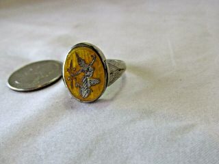 Vintage 925 Siam Sterling Silver W/ Enamel Reversible 2 - Sided Ring Size 9