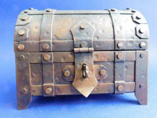 Lovely Hand Made Solid Copper Arts & Crafts Box Treasure Trunk Form C1920s