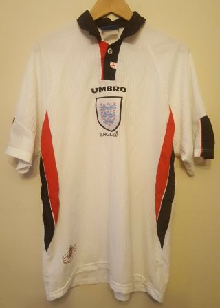 England Home Football Shirt 1998 Umbro Size Xl White Vintage